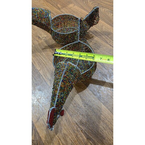 Set Of 2 Handmade Beaded Wire Chicken Baskets For Decor Or Storage - Picture 10 of 12